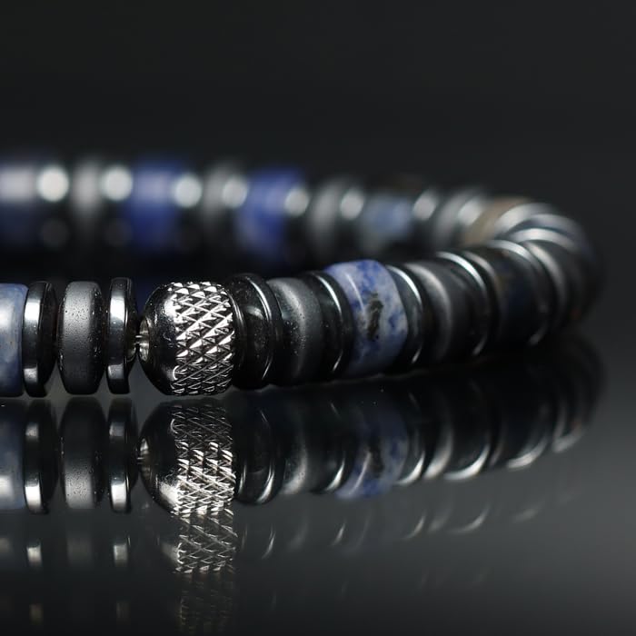 Tigranes Premium Natural Stone Bracelet Collection – Handmade Gemstone Jewelry in Luxury Branded Gift Box - style: Sodalite
