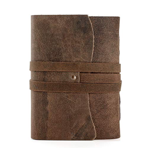KomalC Handmade Leather Journal | Writing Diary | Bound Daily Notepad For Men & Women Unlined Paper Medium, writing pad gift for artist, sketch - color: Brown Tan, size: 10 x 7