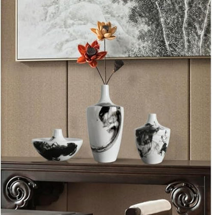 Vase Desktop Modern Ink Ceramic Living Room Entrance Flower Arrangement Desktop Decoration Chinese Study Zen Decoration