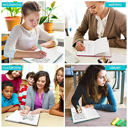 feela Hardcover Notebook For Work, Classic Ruled Lined Journal Set School Business Supplies, with 3 Black Pens, 120 GSM, 5.1”x8.3”, 3 Pack, A5, Solid Colors, Gray, Berry, Emerald - color: Gray, Berry, Emerald