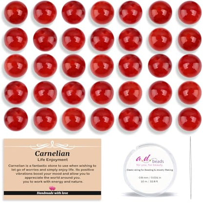AD Beads 8mm Natural Round Loose Beads 110 Pieces, for Making 108 Mala Prayer Beads Necklace, Bracelet & Yoga Meditation, Jewelry Design (Carnelian) - color: Carnelian, size: 8mm-110pcs