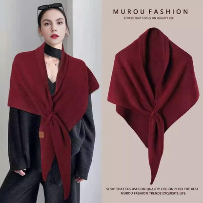 Women Pashmina Shawl Wraps Knitted Shawls and Wraps Cardigan Cape Wool Cashmere Shoulder Top Sweater Shawl Scarf - color: Wine Red