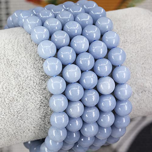 Keleny Gem Semi Precious Gemstones 8mm Natural Stone Round Beads Crystal Stretch Bracelets 7 Inch Unisex - color: 8mm Blue Angelite