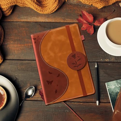 Lined Journal Notebook, A5 Hardcover Leather Journal for Men Women, 200 Pages 100 GSM Thick Paper, Journaling Notebooks for Work School Travel Note Taking, Brown - color: brown