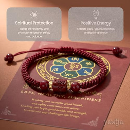 yautja Tibetan Buddhist Lucky Red String Bracelets Spiritual Protection Handmade Adjustable Red Buddha Bracelet Yoga Prayer Cinnabar Beads Amulet Bracelet Evil Protection Women Jewelry Gift for Health Charm Wealth Good Fortune - color: Red-2