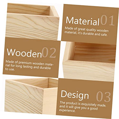 Tofficu 4pcs Diy Jewelry Storage Box Plano Storage Box Organizing Bins Earring Holder Solid Wood - size: 10X10X7CM