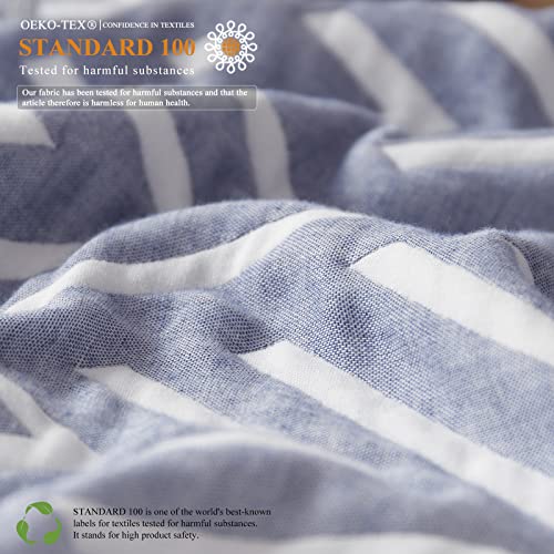 SE SOFTEXLY Muslin Blanket Throw 50x60, Jacquard Summer Cooling Blanket Cozy Organic Egyptian Cotton Bed Spread for Bed Couch Breathable Lightweight Keep Body Cool for Hot Sleepers - color: Tassels Blue