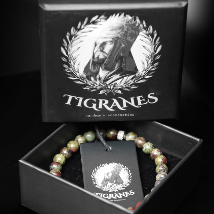 Tigranes Premium Natural Stone Bracelet Collection – Handmade Gemstone Jewelry in Luxury Branded Gift Box - style: Dragon Blood