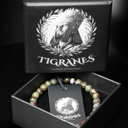 Tigranes Premium Natural Stone Bracelet Collection – Handmade Gemstone Jewelry in Luxury Branded Gift Box - style: Dragon Blood