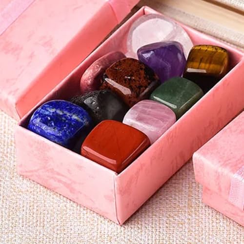 Healing Stone Set, 10pcs Natural Gemstones for Meditation Reiki, Lucky Pocket Crystals for Yoga Balancing, Stress Relief Kit