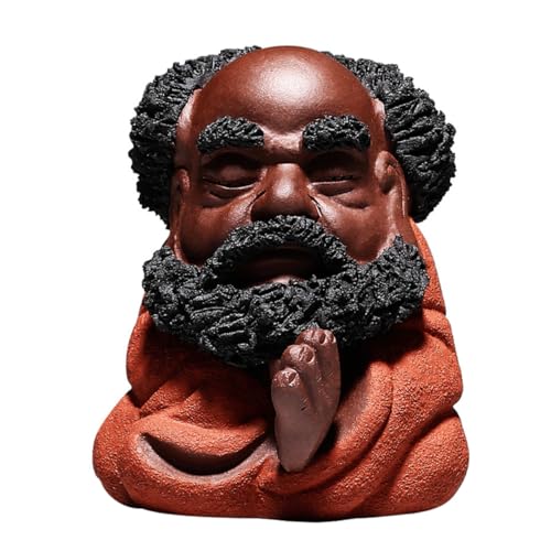 Zerodeko Purple Clay Bodhidharma Figurine Decorative Tranquil Tea Table Ornament Creative Desktop Adornment Collectible Home Décor Accent for Tea Ceremony and Meditation