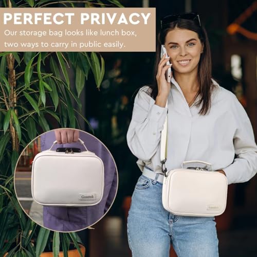 PU Leather Travel Bag with Combination Lock, Premium Organizers Box case, Durable Food Container Box for Home and Travel, Beige, Medium.