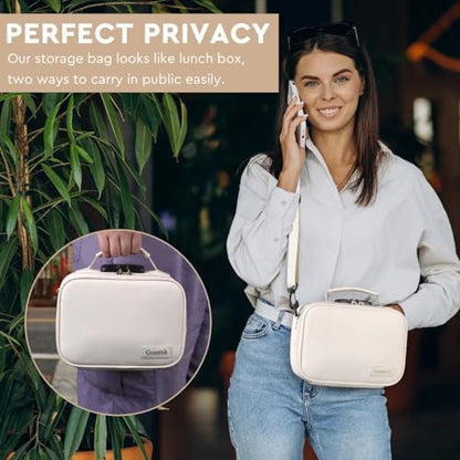 PU Leather Travel Bag with Combination Lock, Premium Organizers Box case, Durable Food Container Box for Home and Travel, Beige, Medium.