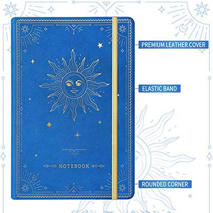Artfan Ruled Notebook/Journal – Premium Thick Paper Faux Leather Classic Writing Notebook with Pocket + Page Dividers Gifts, Banded, Large, 144 Pages, Hard Cover, Lined (5.8 x 8.4) - Gemstone Blue - color: Blue6