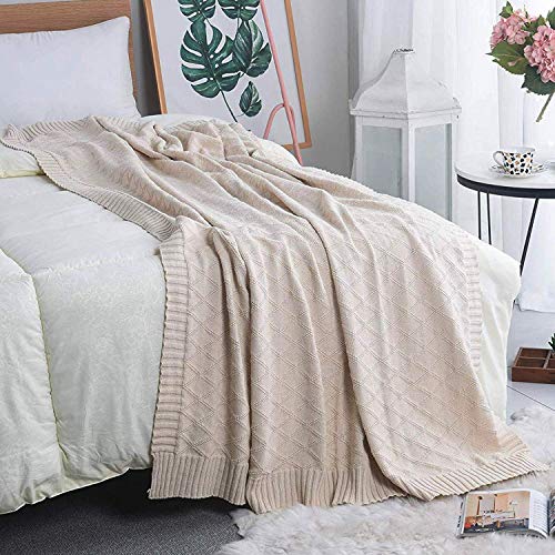Soft Throw Blanket, Bed Knit Throw Blanket for Couch Chairs Home Decorative 51x70in,Beige - color: Beige