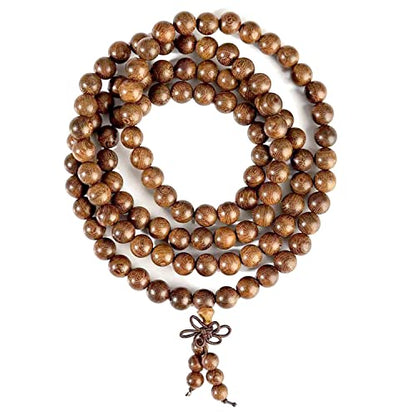 FAZOVIN 8mm 108 Beads Necklace Natural Wood Mala Beads Bracelet Prayer Beads for Meditation Buddhist Rosary Mala Necklace