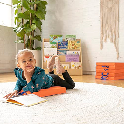 ECR4Kids SoftZone Floor Cushions, Square, Flexible Seating, Orange, 6-Piece - color: Orange