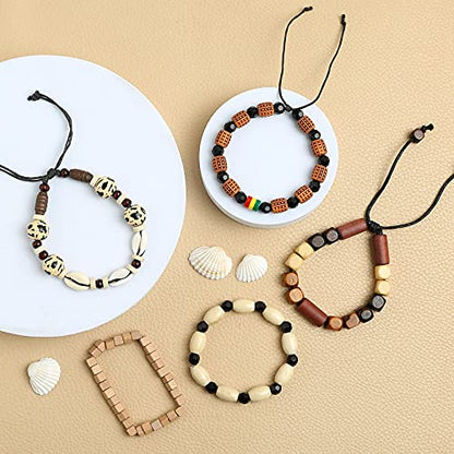 HZMAN Wrap Bracelets Men Women, Hemp Cords Wood Beads Ethnic Tribal Bracelets, Leather Wristbands - style: Shell Conch