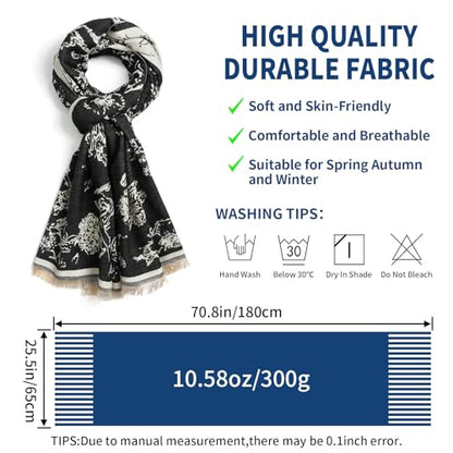 QIUTIMIY Pashmina Shawl Wraps for Womens Winter Scarf Reversible Pattern Designer Ladies Shawls and Wraps for Evening Dresses - color: Flower8-black