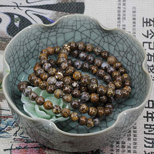 Keleny Gem Semi Precious Gemstones 8mm Natural Stone Round Beads Crystal Stretch Bracelets 7 Inch Unisex - color: 8mm Brown Fire Opal Jasper