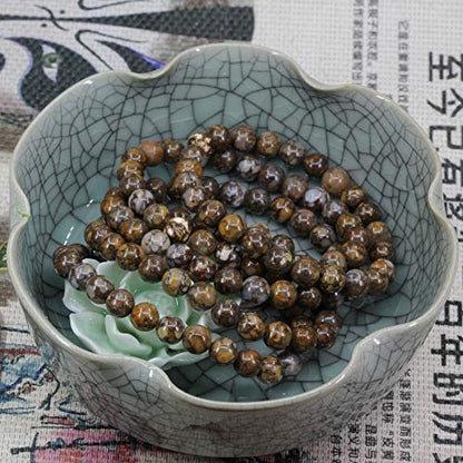 Keleny Gem Semi Precious Gemstones 8mm Natural Stone Round Beads Crystal Stretch Bracelets 7 Inch Unisex - color: 8mm Brown Fire Opal Jasper