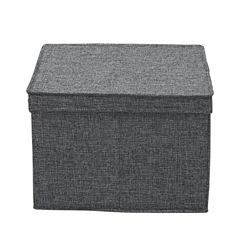 Household Essentials Square Fabric Storage Bins with Lids, Graphite, Set of 2 - color: Graphite