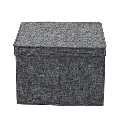 Household Essentials Square Fabric Storage Bins with Lids, Graphite, Set of 2 - color: Graphite