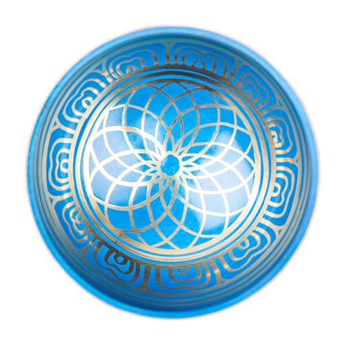 Tibetan Singing Bowl Set Brass - Master Healing Grade - Authentic Handcrafted Sound Bowl by Himalayan Bazaar - color: Blue
