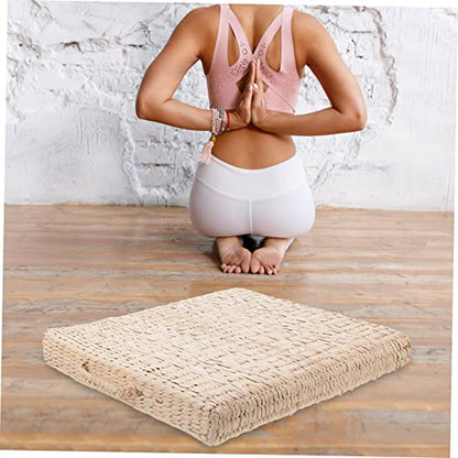 PRETYZOOM Handmade Straw Seat Mat Yoga Meditation Pad Decorative Floor Pillow Indoor Welcome Mat