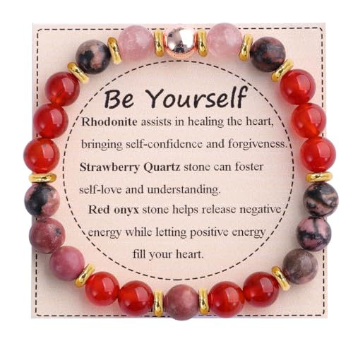 KSQS Healing Stone Bead Bracelet for Women, Natural Gemstones Balance Protection Bracelet, Spiritual Crystal Beads Bracelet Anxiety Relief with Meaning Card - style: Be Yourself