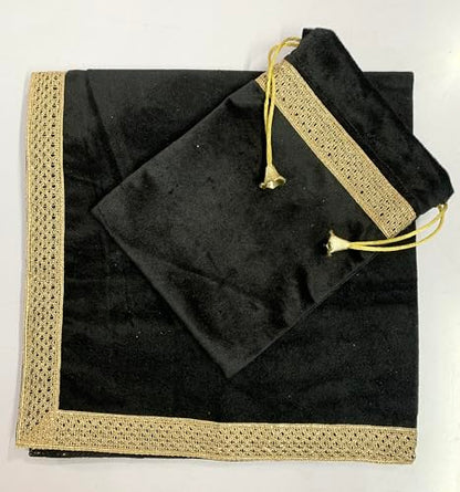 SMMS Spiritual Velvet Table Cloth Altar Tarot Spread (Black, Medium- 61cm*61cm/ 24inch*24inch) - color: Black, size: Medium- 61cm*61cm/ 24inch*24inch