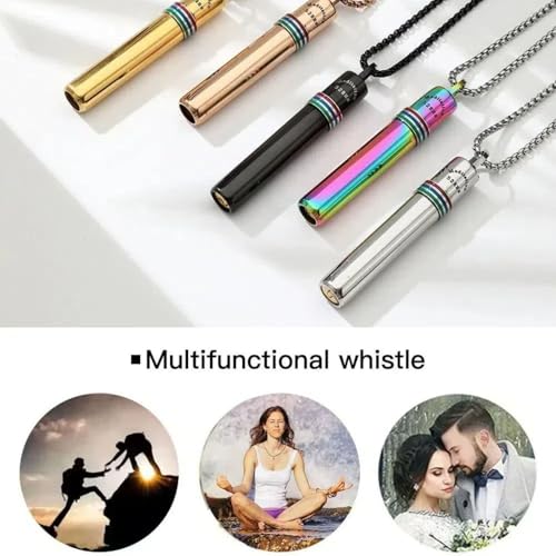 528 hz Breathing Necklace, Anxiety Necklace, 528 hz Whistle Breathing Necklace for Meditation Tuning Tools, Mindful Calming Stress Relief for Women, Men - color: Multi color