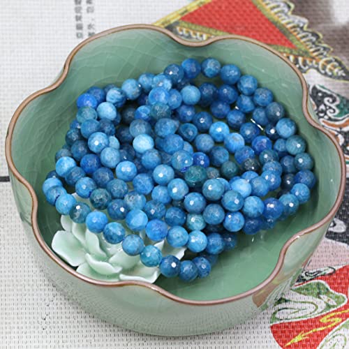 Keleny Gem Semi Precious Gemstones 8mm Natural Quartzite Stone Round Beads Rock Crystal Jasper Stretch Bracelet 7 Inch Unisex - color: Blue,Purple