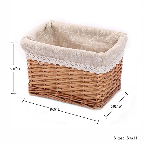Rectangular Wicker Storage basket&bins container, Organizer Box, Kingwillow Art & Craft (Small) - color: Natural-Wicker