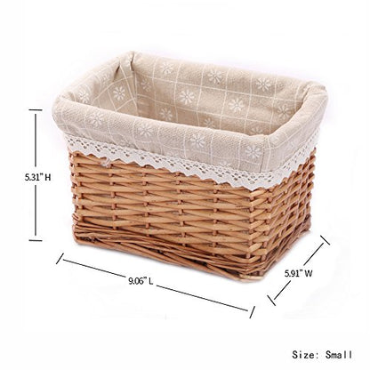 Rectangular Wicker Storage basket&bins container, Organizer Box, Kingwillow Art & Craft (Small) - color: Natural-Wicker