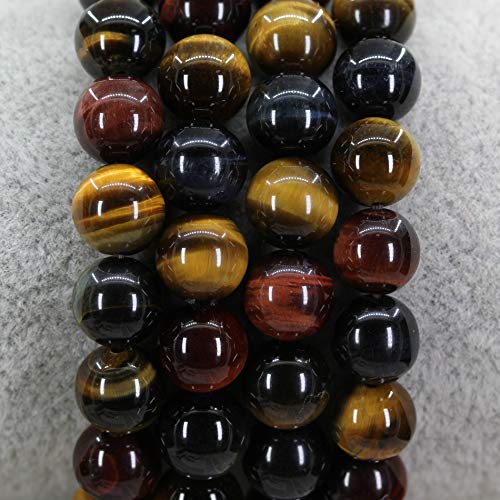 Keleny Gem Semi Precious Gemstones 8mm Natural Quartzite Stone Round Beads Crystal Stretch Bracelet 7 Inch Unisex - color: Multicolor Tiger Eye