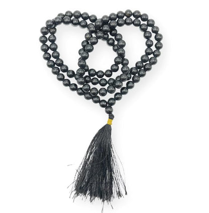 GEMSCITE Japa Mala 108 Prayer Beads Perfect for Meditation Spiritual Mala Necklace & Wrist Mala Bracelet - color: Black Agate, size: Without Knots