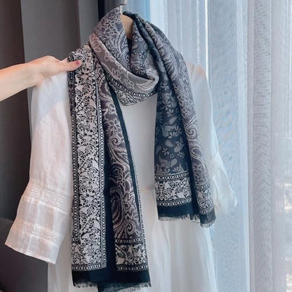 Soft Silky Pashmina Shawl Wrap for Women,Lightweight Spring, Elegant Wrap for Spring Wedding & Travel - color: Cashew Black