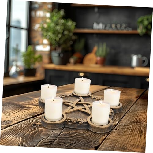 VALICLUD Pentacle Star Candleholder Decorative Altar Prop Elegant Desktop Candle Holder Compact Space Saving Design for Home Bar Restaurant Wiccan Sacrifice Ritual