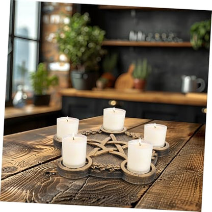 VALICLUD Pentacle Star Candleholder Decorative Altar Prop Elegant Desktop Candle Holder Compact Space Saving Design for Home Bar Restaurant Wiccan Sacrifice Ritual