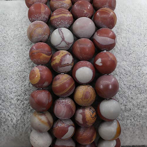 Keleny Gem Semi Precious Gemstones 8mm Natural Quartzite Stone Round Beads Crystal Stretch Bracelet 7 Inch Unisex - color: Matt Red Noreena Jasper