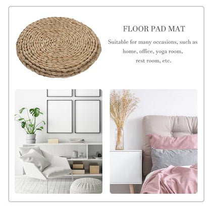 ABOOFAN Woven Meditation Floor Cushion Double Layer 30x30cm Thick Straw Sitting Pad Indoor Yoga Mat Seating for Small Spaces