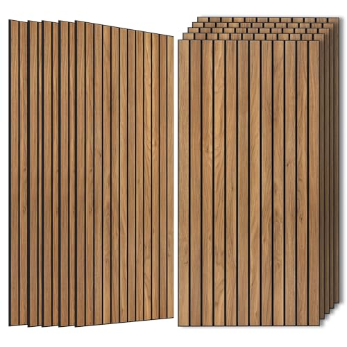 Wood Veneer Sound Panels, 10 Pack 47.2”x23.6” Wall Panels, Decorative Acoustic Panels for Walls, for Office,Home Theater,Studio,Living Room,Rustic Teak - color: Rustic Teak, size: 10 PACK