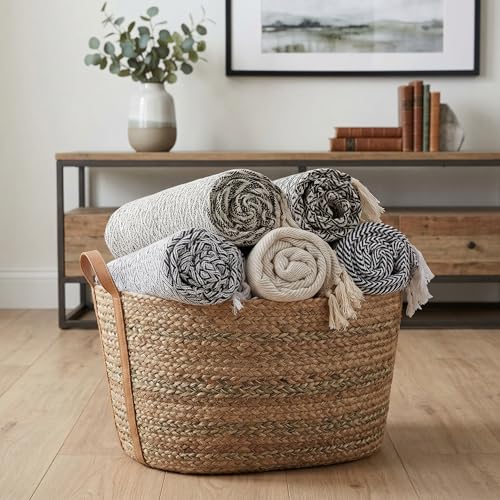 Americanflat 50x60 Throw Blanket - Soft and Breathable Cotton Throw Blanket for Couch, Bed, Chair - Decorative Blankets Perfect for Home, Office, or Outdoor Use - Cream and Beige Zig Zag Design