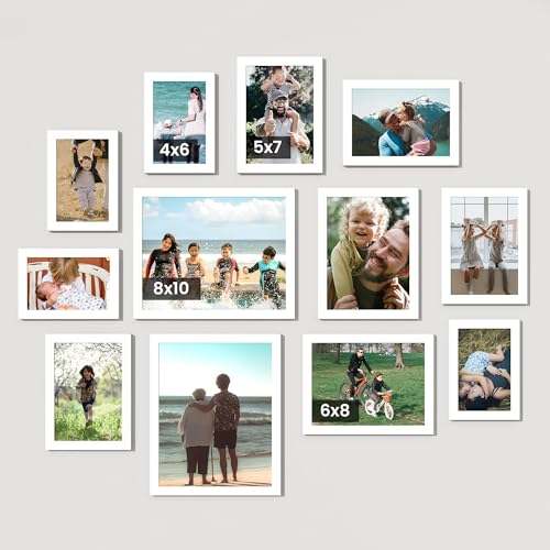 Heimlove White Collage Picture Frames Set of 12,Two 8x10,Two 6x8,Four 5x7,Four 4x6 Photo Frames,Gallery Wall Frame Set for Wall Mount or Tabletop Display - color: WHITE, size: 12 Pack