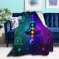 Fleece Blanket Plush Throw Fuzzy Throws Nine Chakra Yoga Meditation Lotus Blue Mandala, Lightweight Soft Microfiber Flannel Blankets for Couch Bed Sofa, 60"x80"