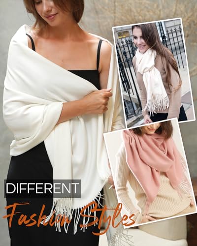FURTALK Pashmina Shawl Wraps for Women Evening Dresses Blanket Scarves Fashion Scarf Wedding Gifts - color: White