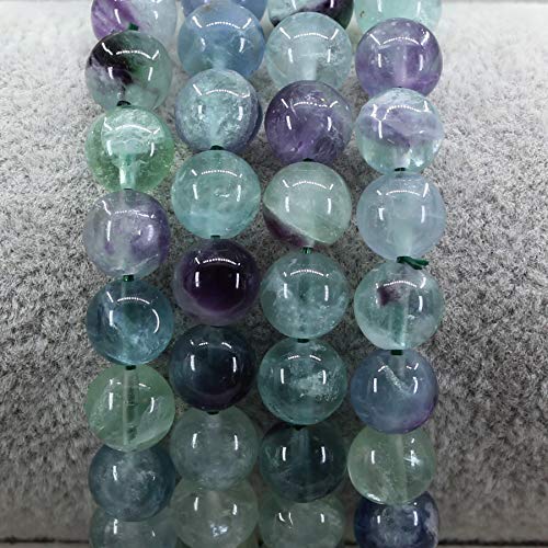 Keleny Gem Semi Precious Gemstones 8mm Natural Stone Round Beads Crystal Stretch Bracelets 7 Inch Unisex - color: 8mm Multicolor Fluorite