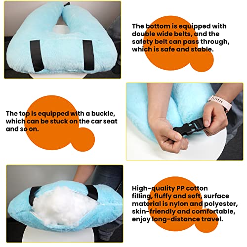 Travel Pillow Car Pillow(28x18in) U Shaped Cushion Pillow, Long Distance Travel Sleep Pillow for Head and Body Support for Adults Children (Blue) - color: Blue