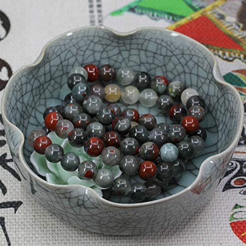 Amandastone Natural Gemstone 10mm Round Beads Stretch Bracelet 7 Inch - color: African Bloodstone